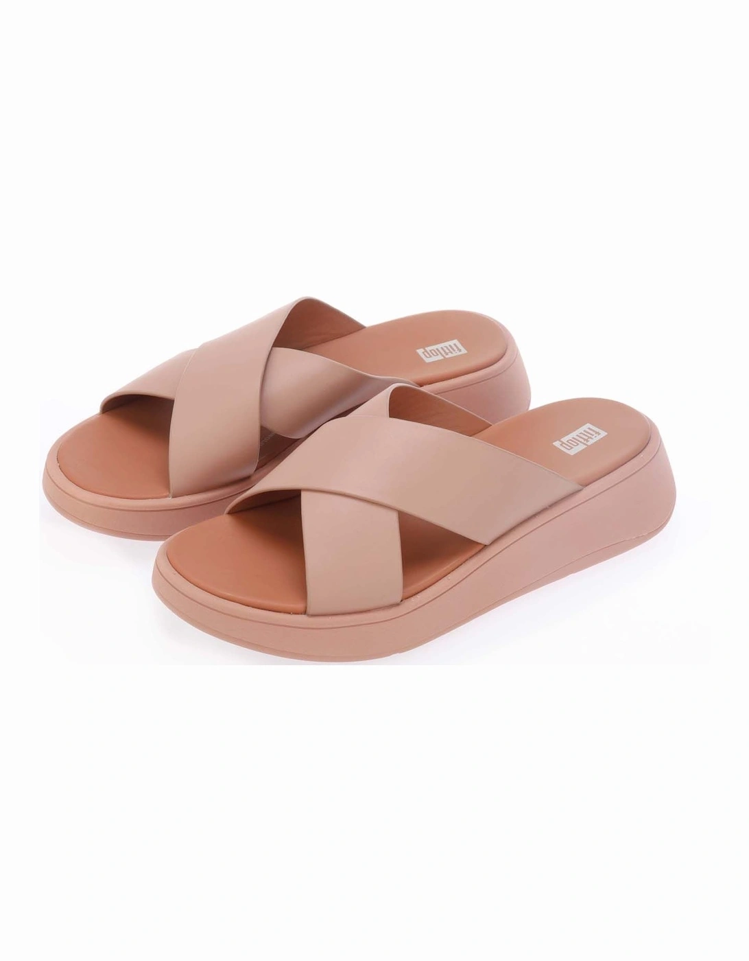 Womens F-Mode Leather Flatform Slide Sandals, 6 of 5