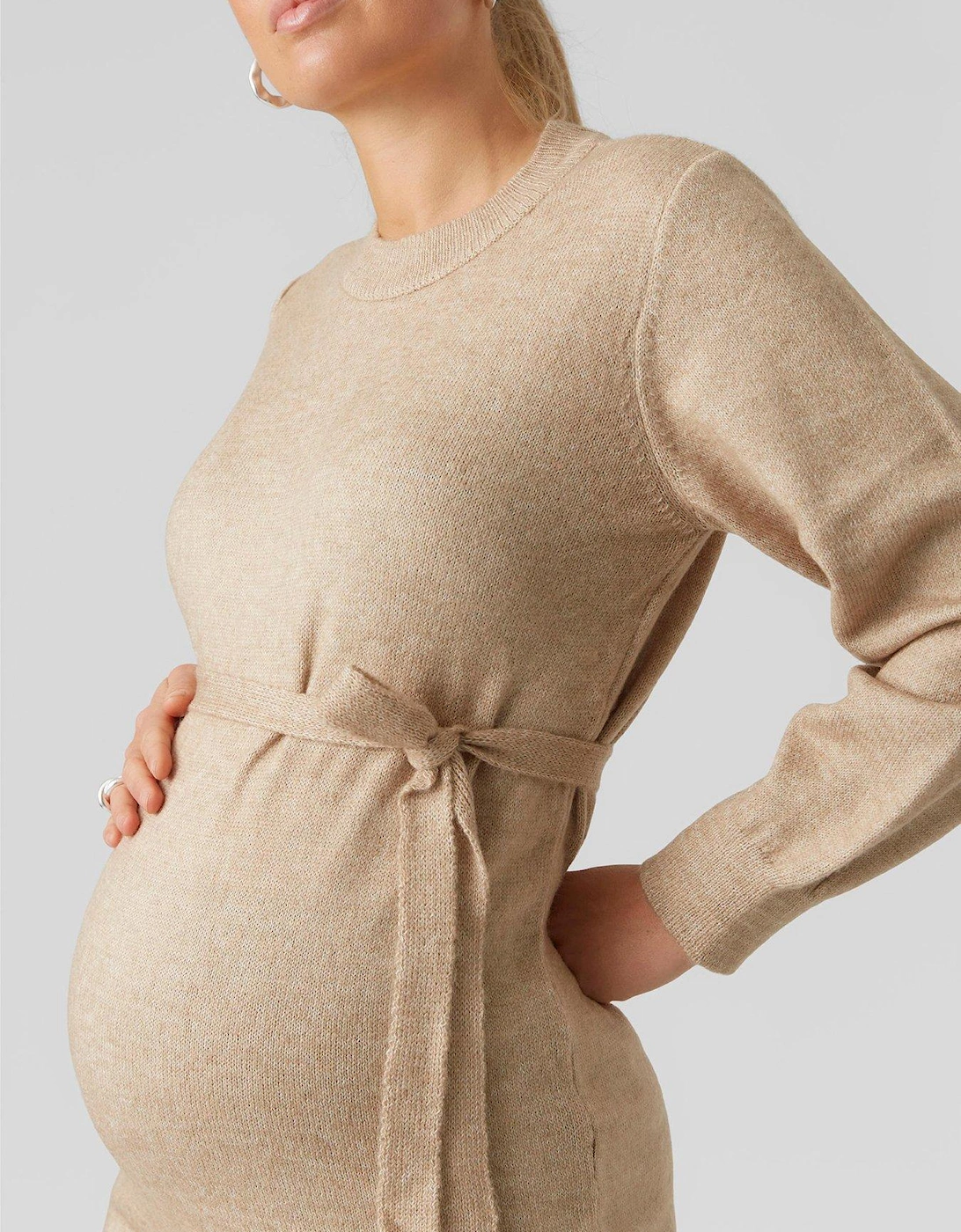 Maternity Anne Knitted Dress - Beige