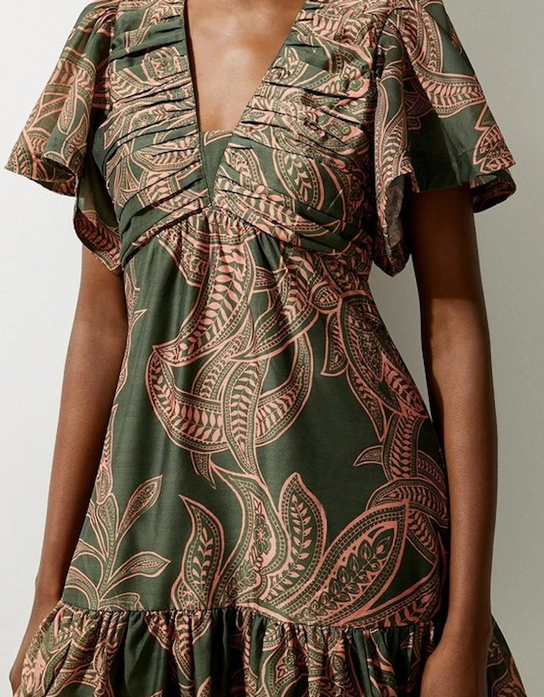 Batik Print Cotton Voile Puffy Sleeve Woven Mini Dress