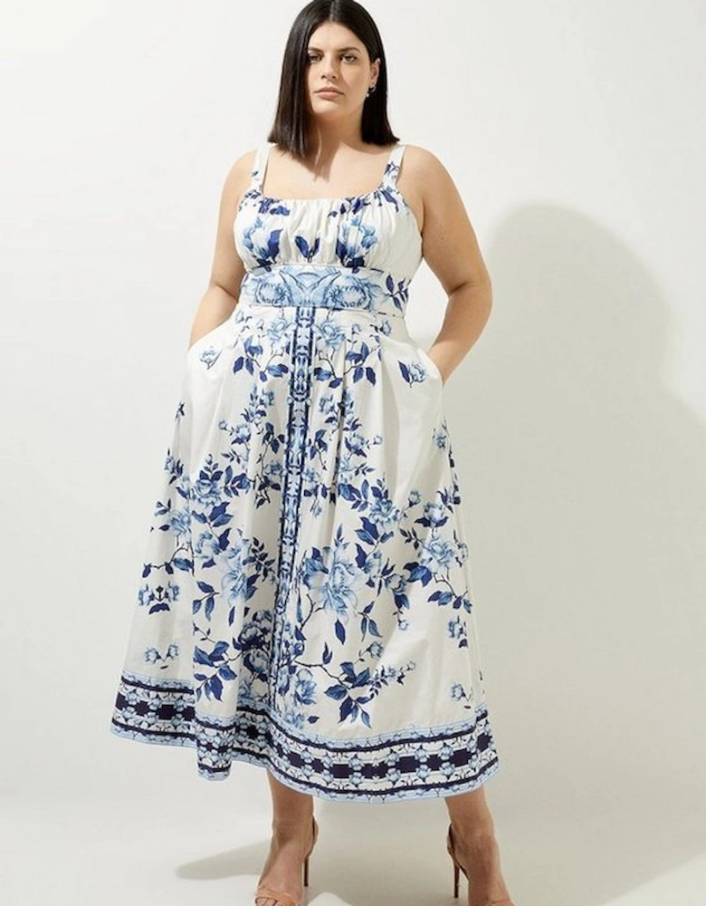 Lydia Millen Plus Size Cotton Sateen Woven Strappy Dress