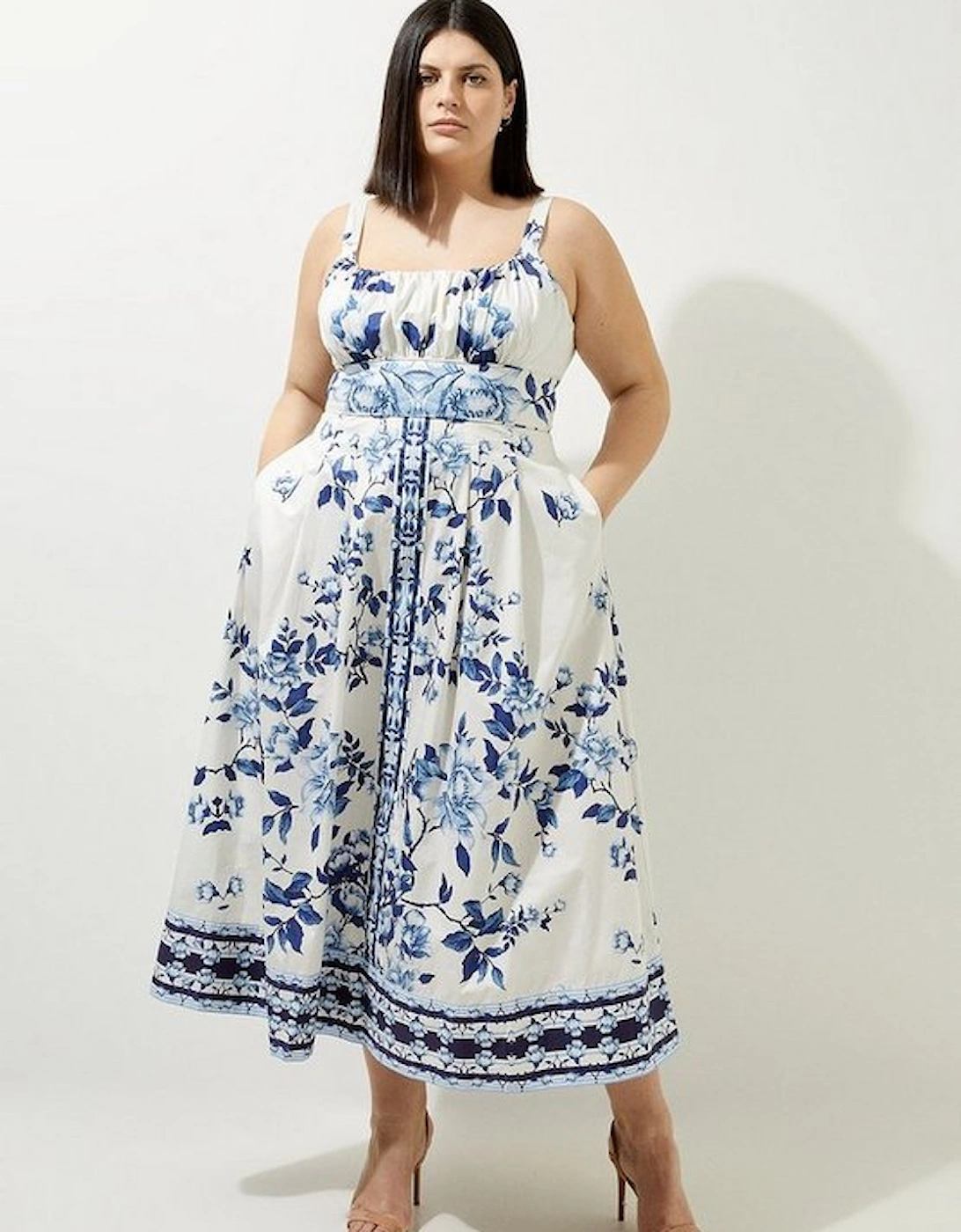 Lydia Millen Plus Size Cotton Sateen Woven Strappy Dress, 2 of 1
