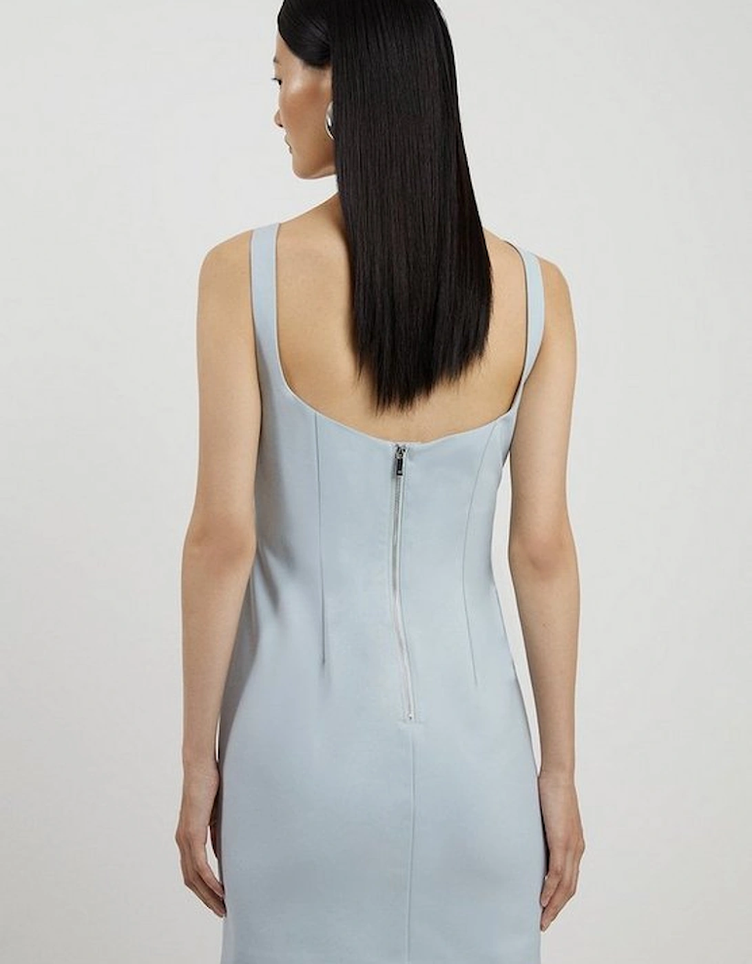 Pocket Detail Techno Cotton Woven Strappy Mini Dress