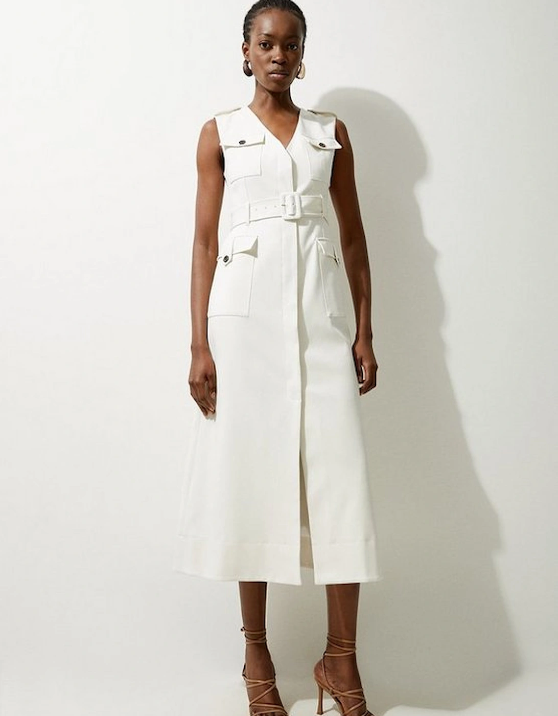 Tailored Safari Belted Midi Dress, 4 of 3