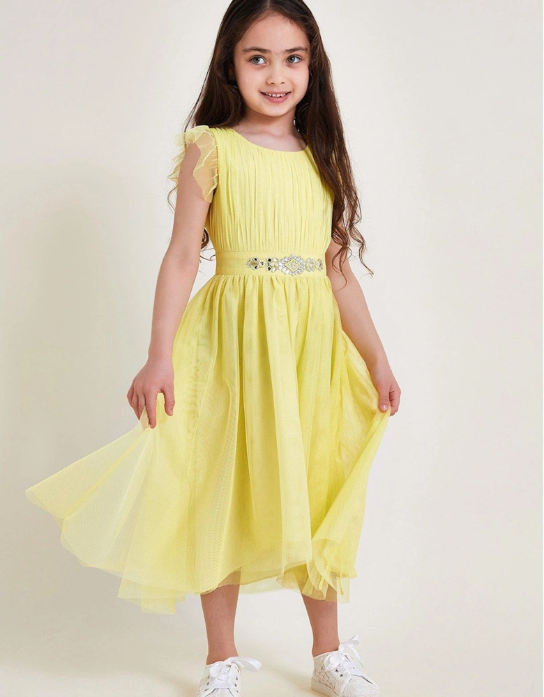 Girls Penelope Belt Dress - Lemon
