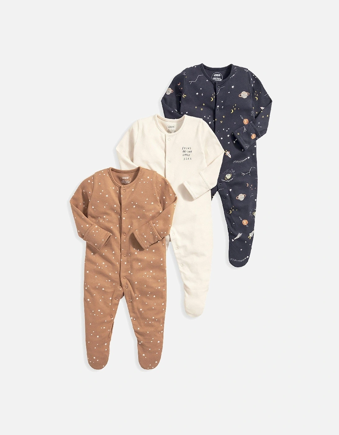 Baby Boys 3 Pack Beyond The Stars Sleepsuits - Multi, 2 of 1