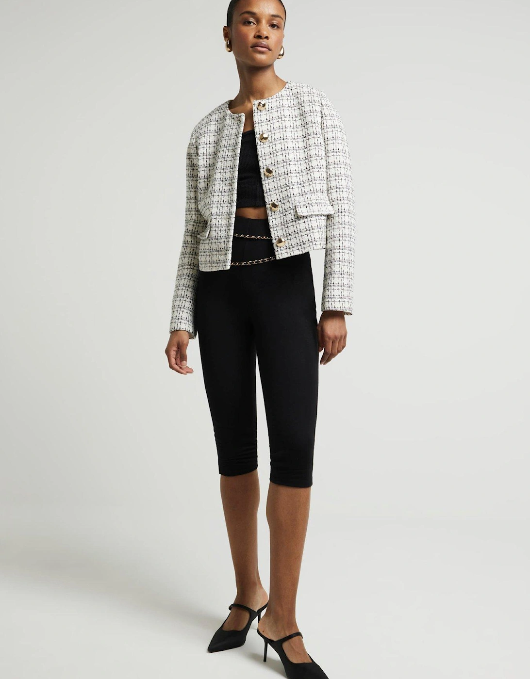 Cropped Boucle Trophy Jacket - White, 6 of 5