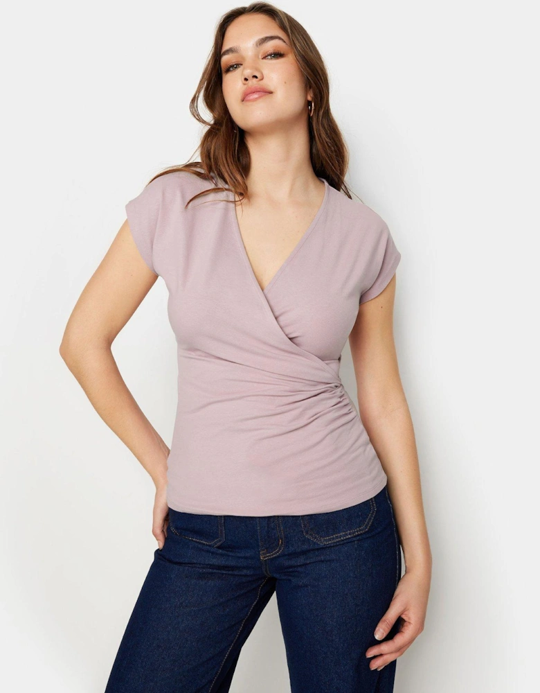 Tall Pink Grown On Sleeve Wrap Top