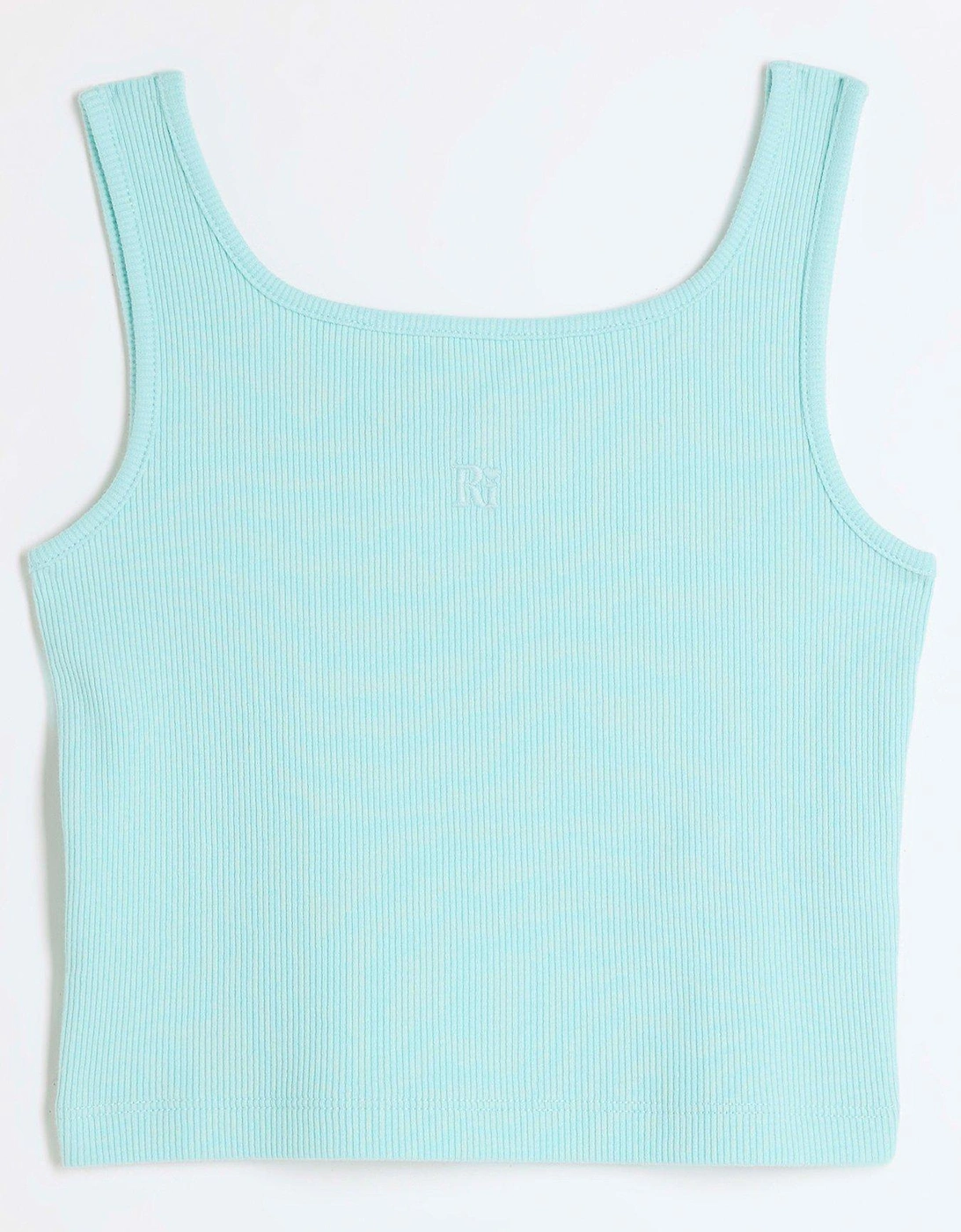 Girls Ribbed Embroidered Logo Crop Vest - Green, 5 of 4