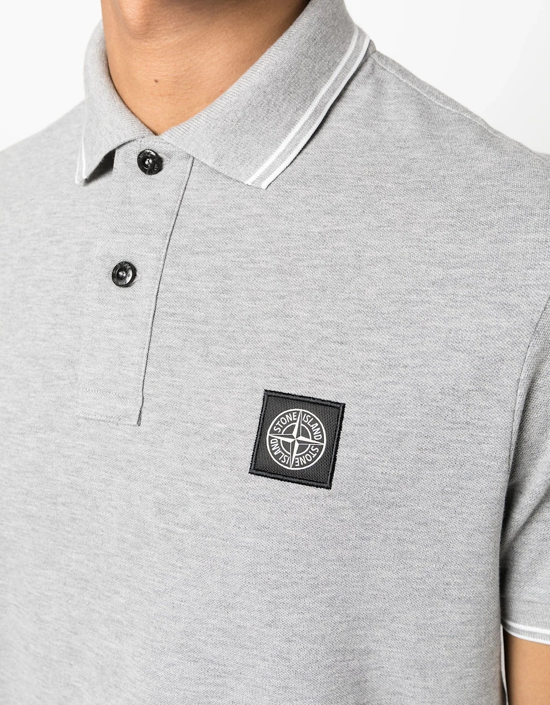 Compass Patch Logo Polo in Grey