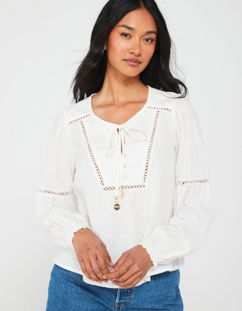 Ibiza Long Sleeve Beach Blouse - White