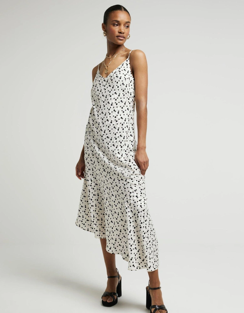 Asymmetric Hem Slip Dress - White