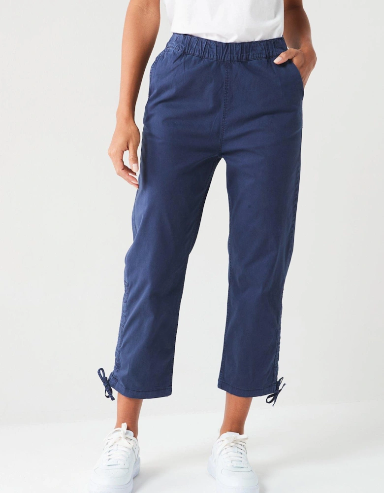 Poplin Crop Drawtape Hem - Navy