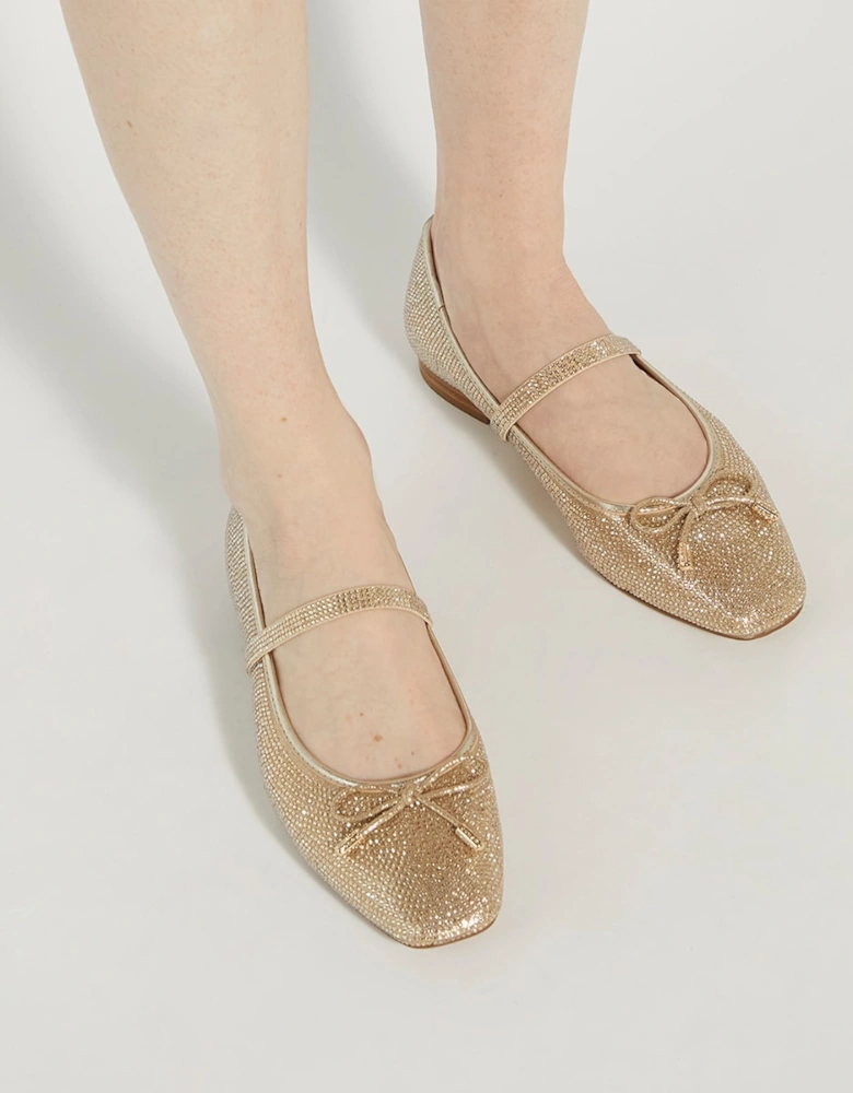 Ladies Holly - Square Toe Embellished Ballet Flats