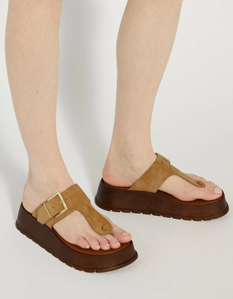 Ladies Lallo - Suede Track Sole Toe Post Sandal