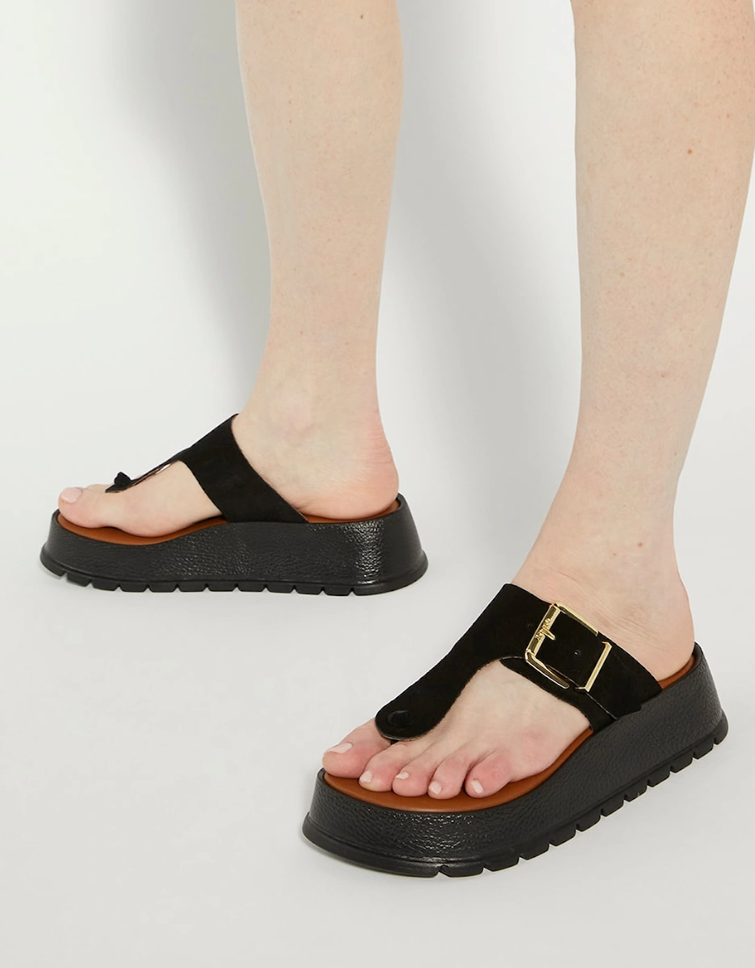 Ladies Lallo - Suede Track Sole Toe Post Sandal