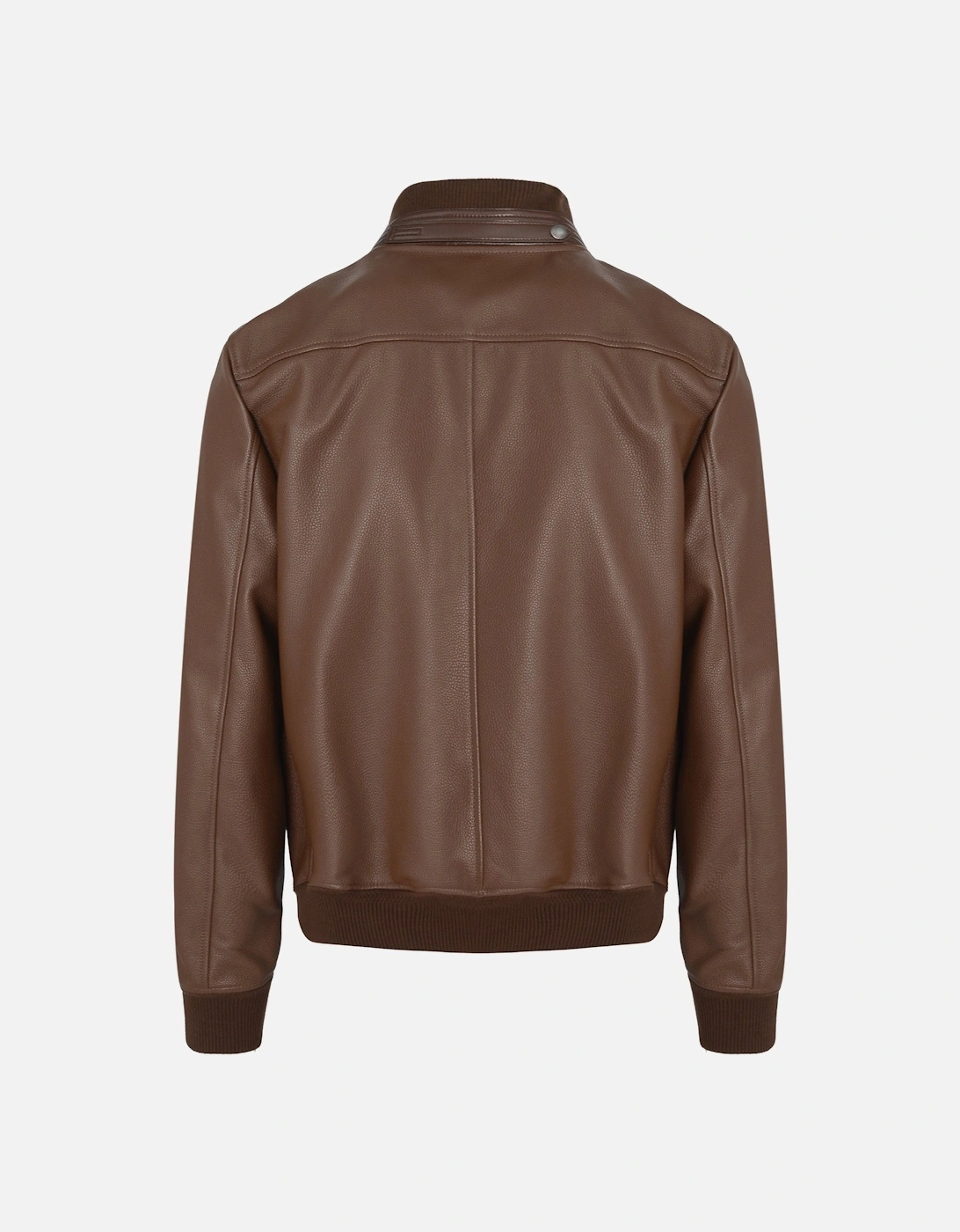 Tumbled Grain Leather Track Bomber Brown