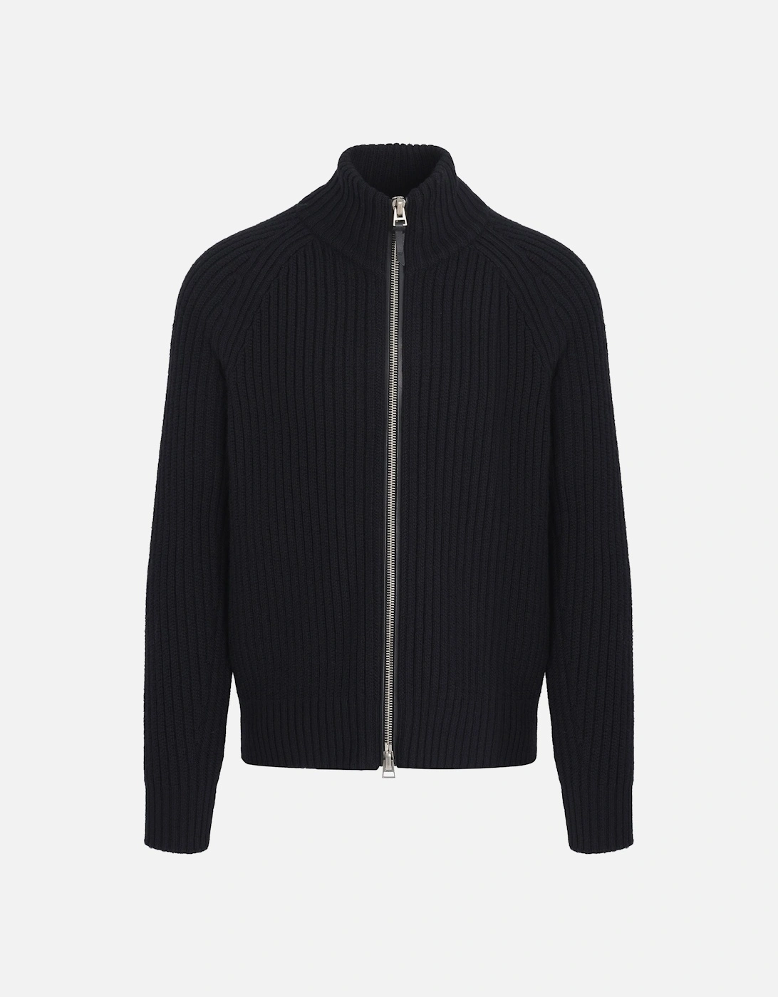 Wool Cashmere Raglan Zip Through Sweater Black, 5 of 4