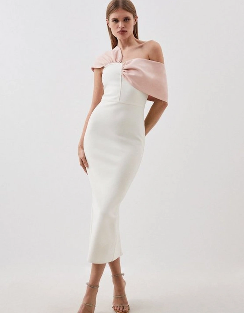 Figure Form Bandage Asymmetric Strap Knit Midi Dress