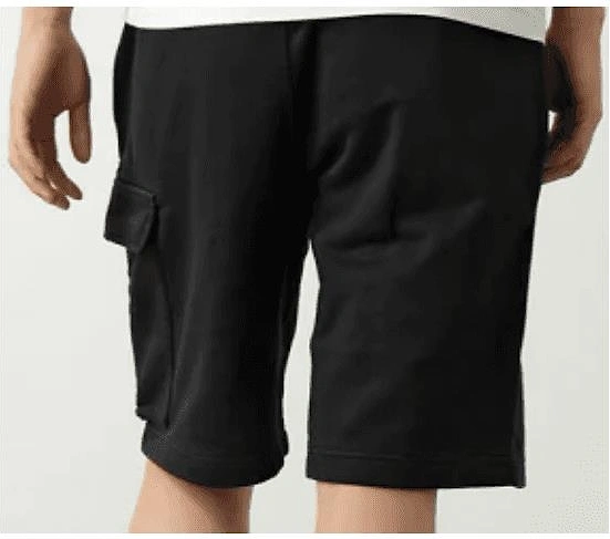 Cotton Lens Pocket Black Cargo Shorts