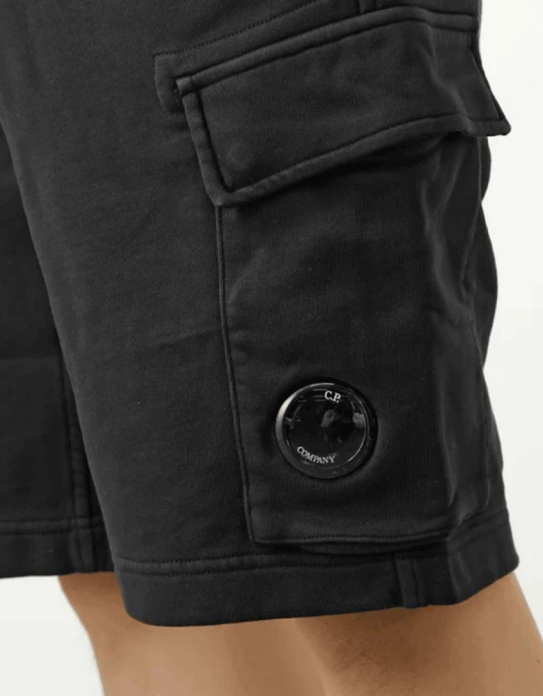 Cotton Lens Pocket Black Cargo Shorts