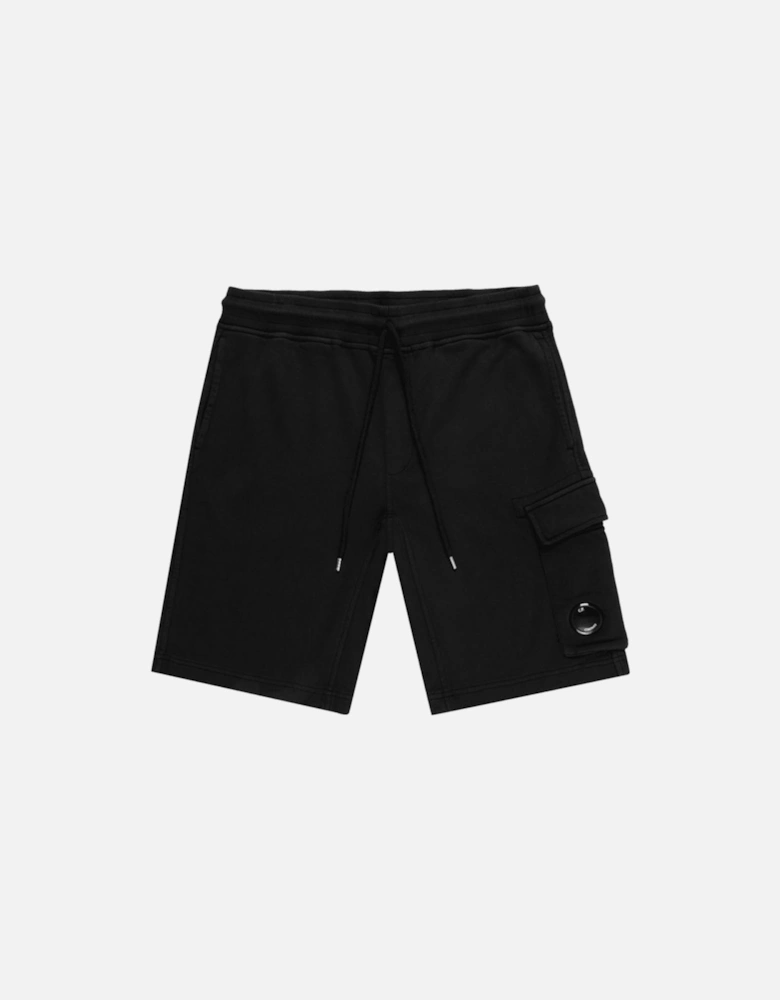 Cotton Lens Pocket Black Cargo Shorts