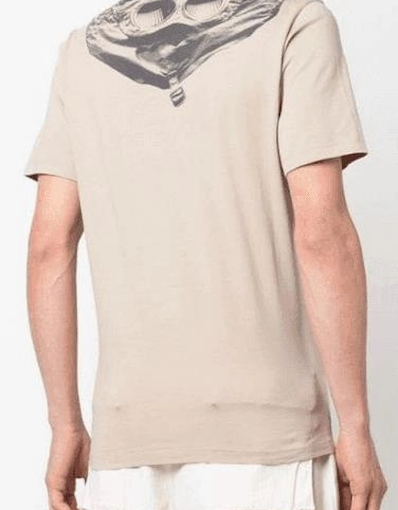 Cotton Goggle Graphic Print Beige T-Shirt