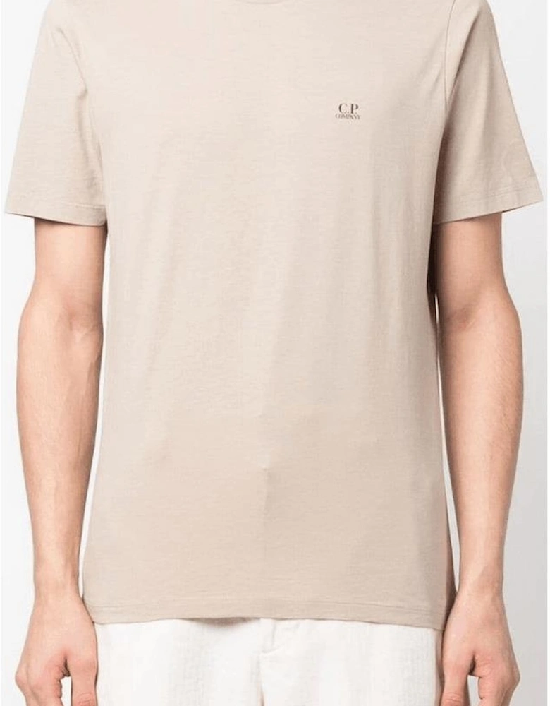 Cotton Goggle Graphic Print Beige T-Shirt
