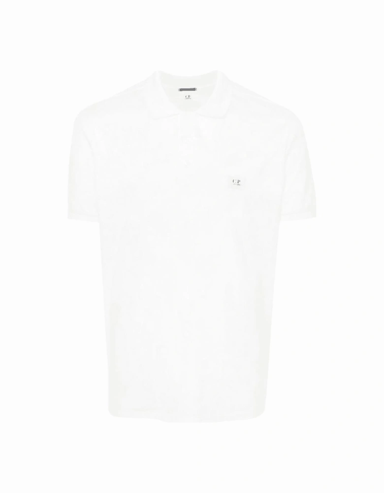 70/2 Mercerized Patch Logo White Polo Shirt