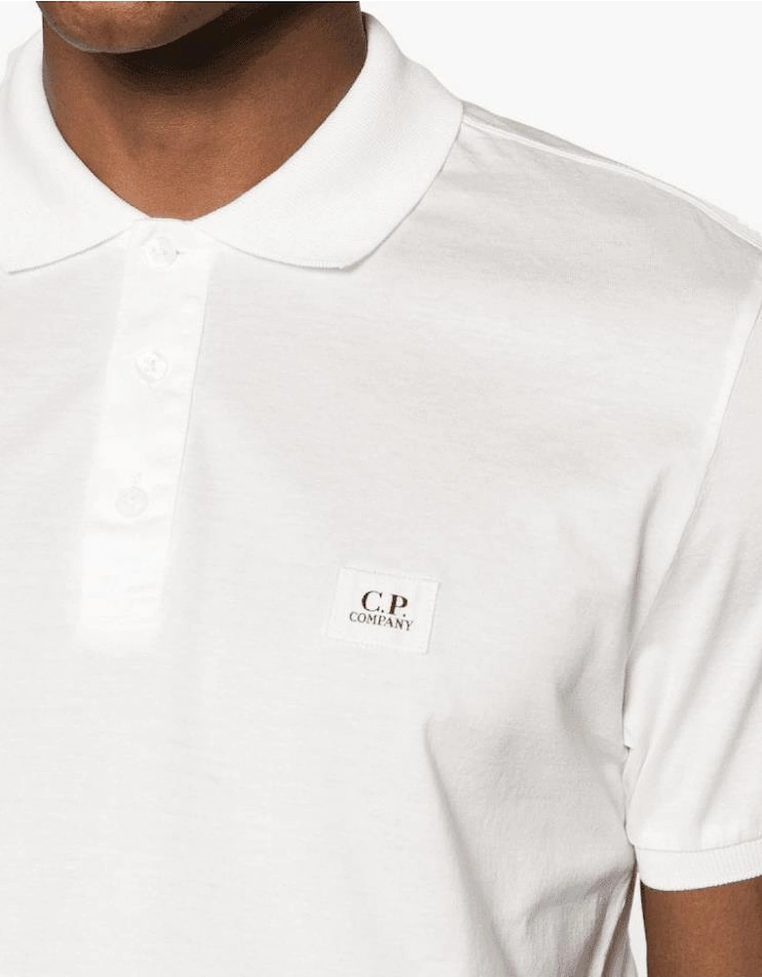 70/2 Mercerized Patch Logo White Polo Shirt