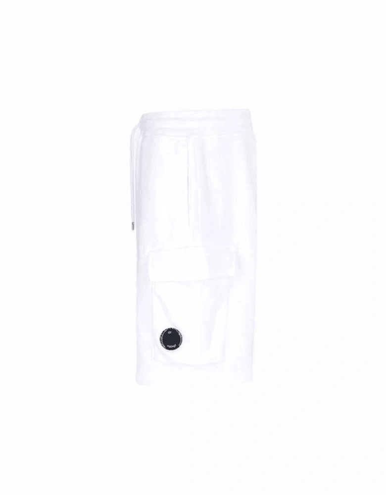 Cotton Lens Pocket White Cargo Shorts