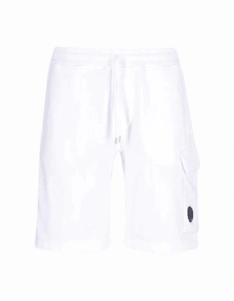 Cotton Lens Pocket White Cargo Shorts