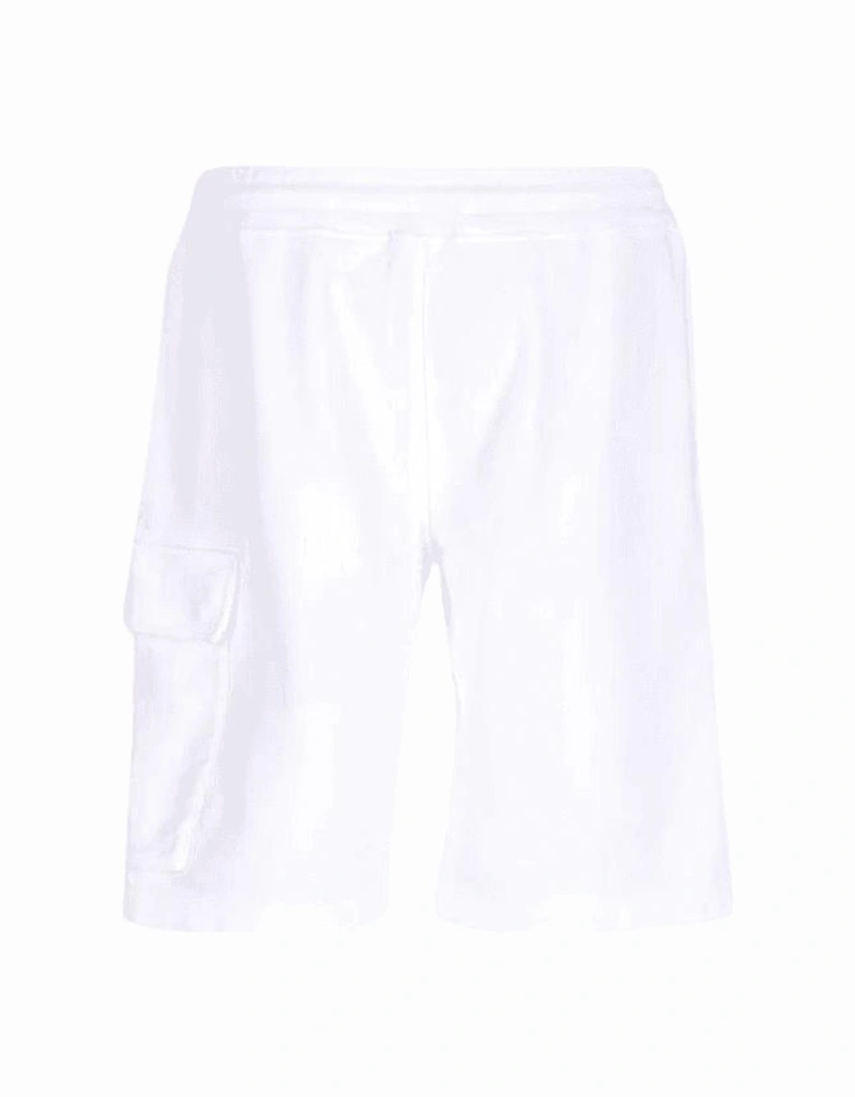 Cotton Lens Pocket White Cargo Shorts
