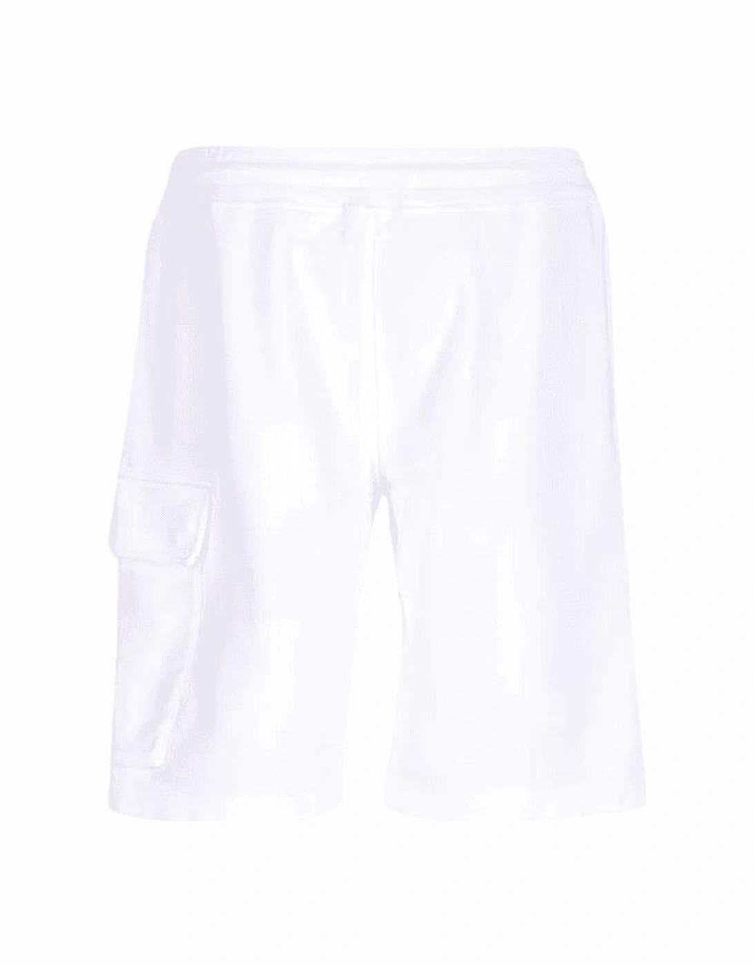 Cotton Lens Pocket White Cargo Shorts