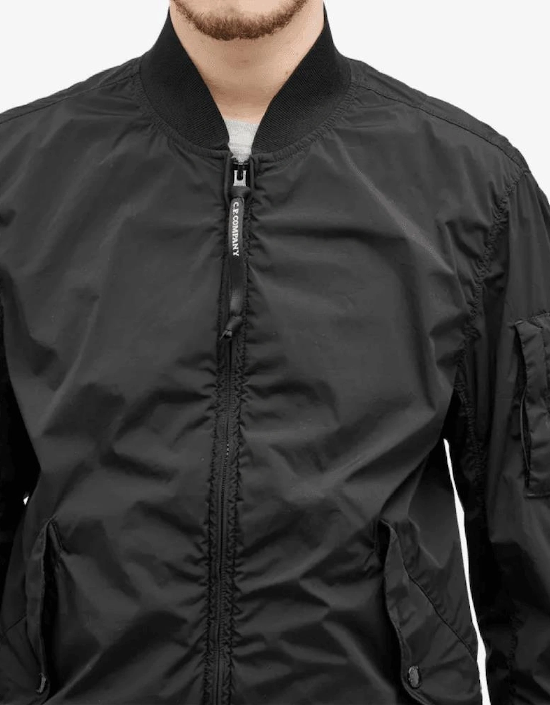 Nycra-R Nylon Black Bomber Jacket