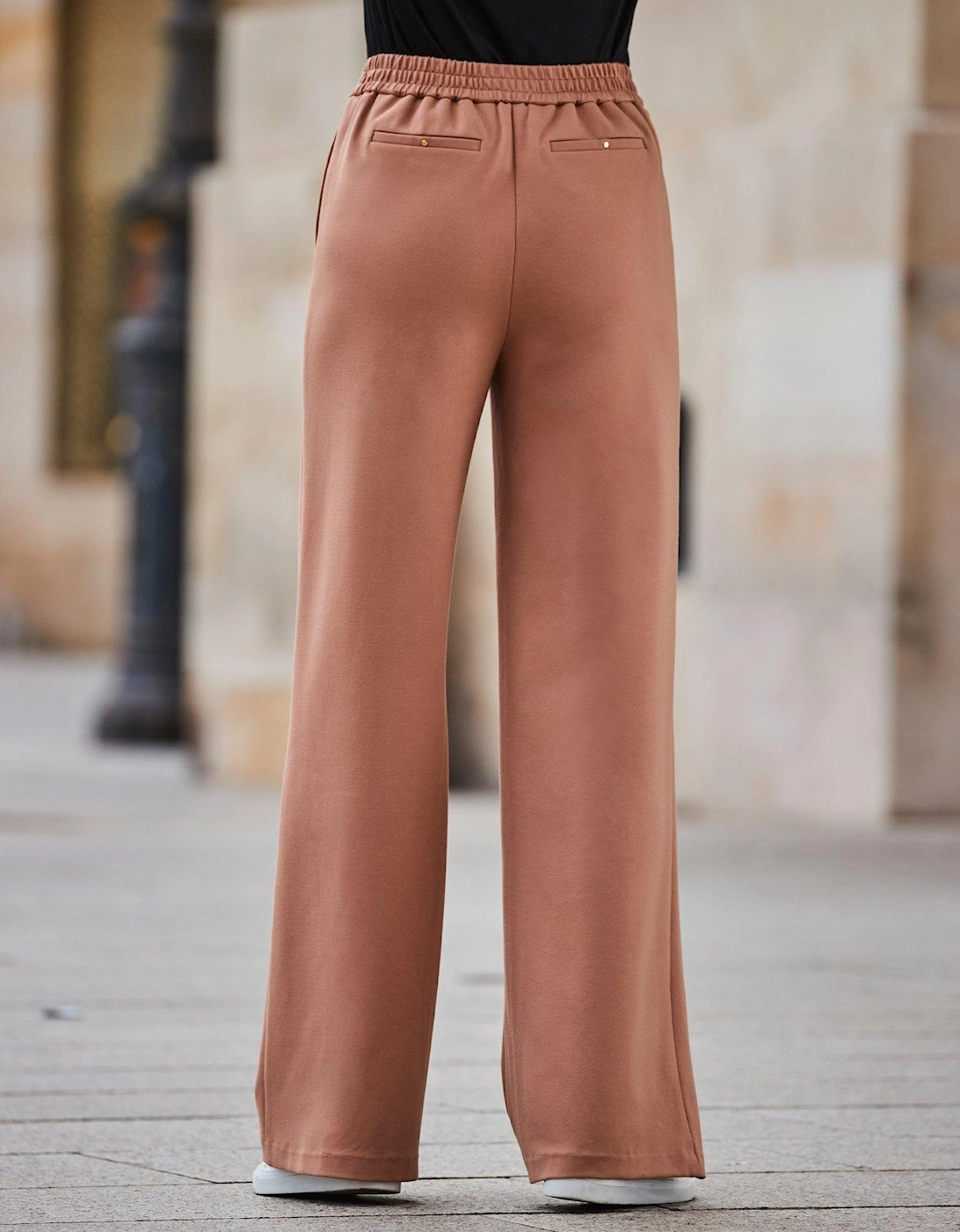Pintuck Wide Leg Trouser - Brown
