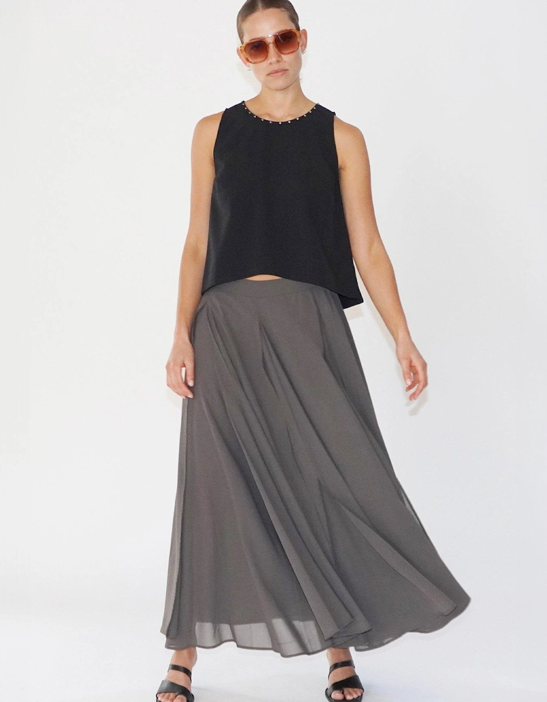 Floaty Sheer Multi Layered Olsen Maxi Skirt - Grey, 2 of 1