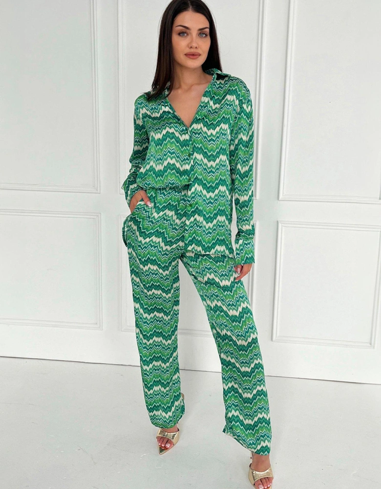 Green Abstract Printed Trousers