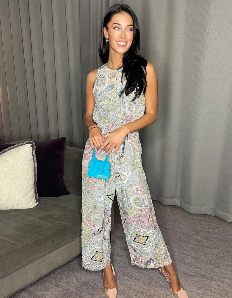 Printed Knot Front Jumpsuit - Multi