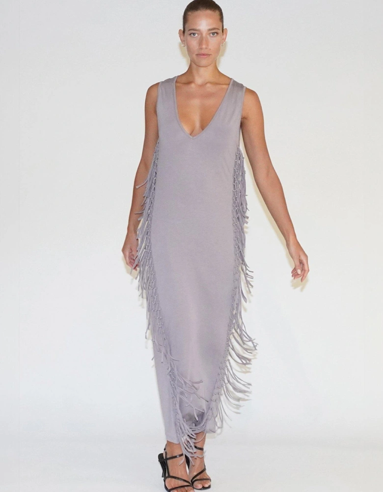 Flourish Jersey Tassel Maxi Dress - Grey