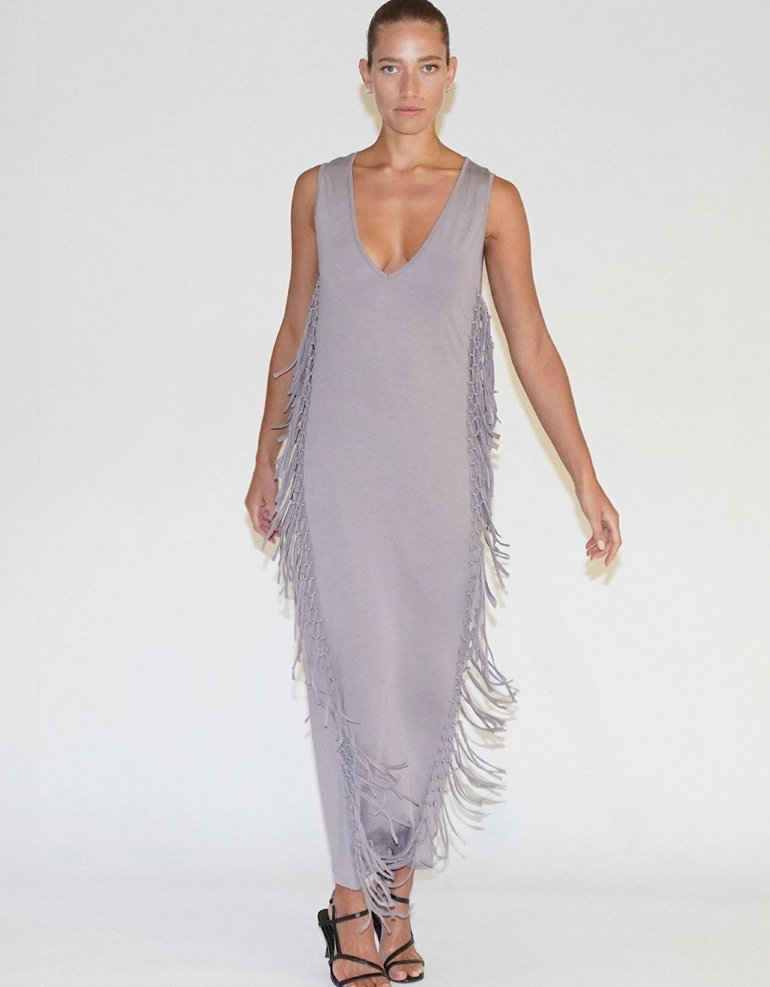 Flourish Jersey Tassel Maxi Dress - Grey, 7 of 6