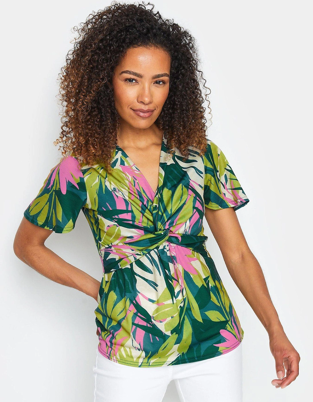 Tropical Print Twist Front Top, 2 of 1