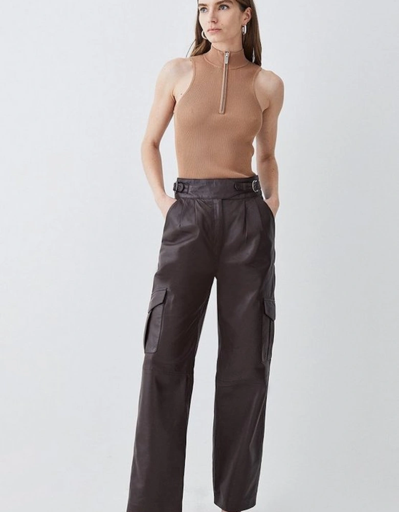 Leather Pocket Detail Cargo Trouser