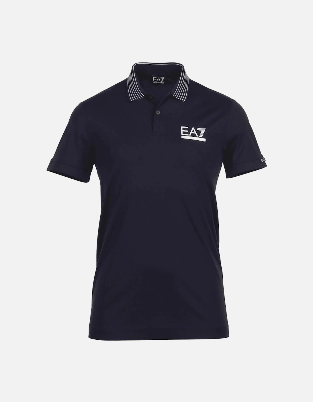 Stripe Collar Short Sleeve Navy Polo Shirt, 4 of 3