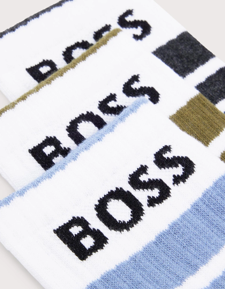 3 Pack Rib Stripe Socks