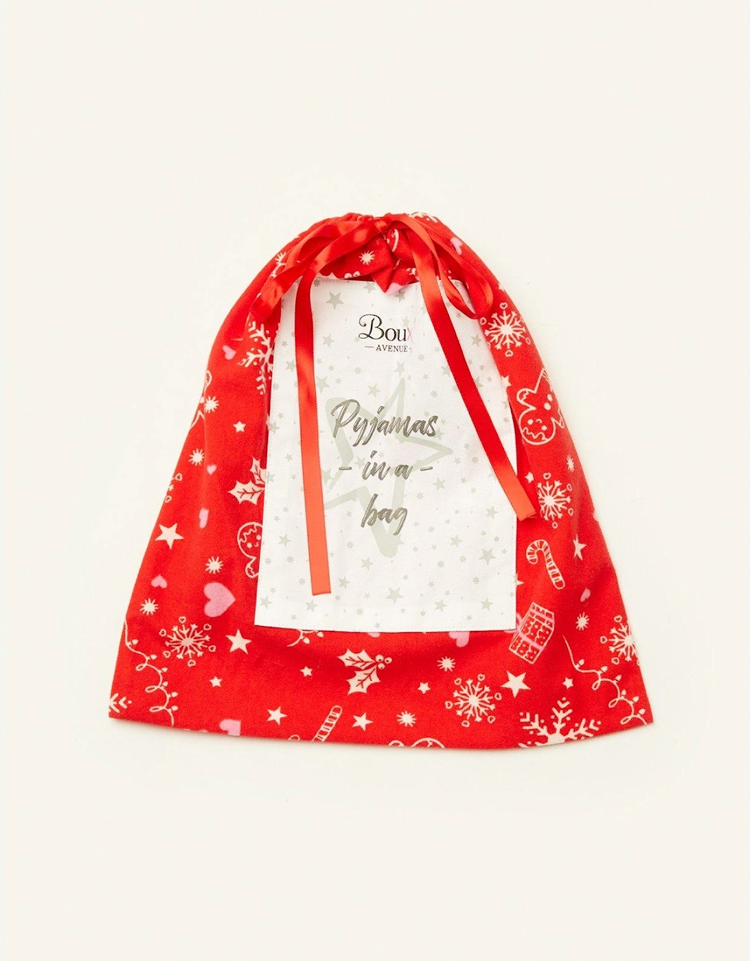 Christmas Print Fleece Pj In A Bag - Red