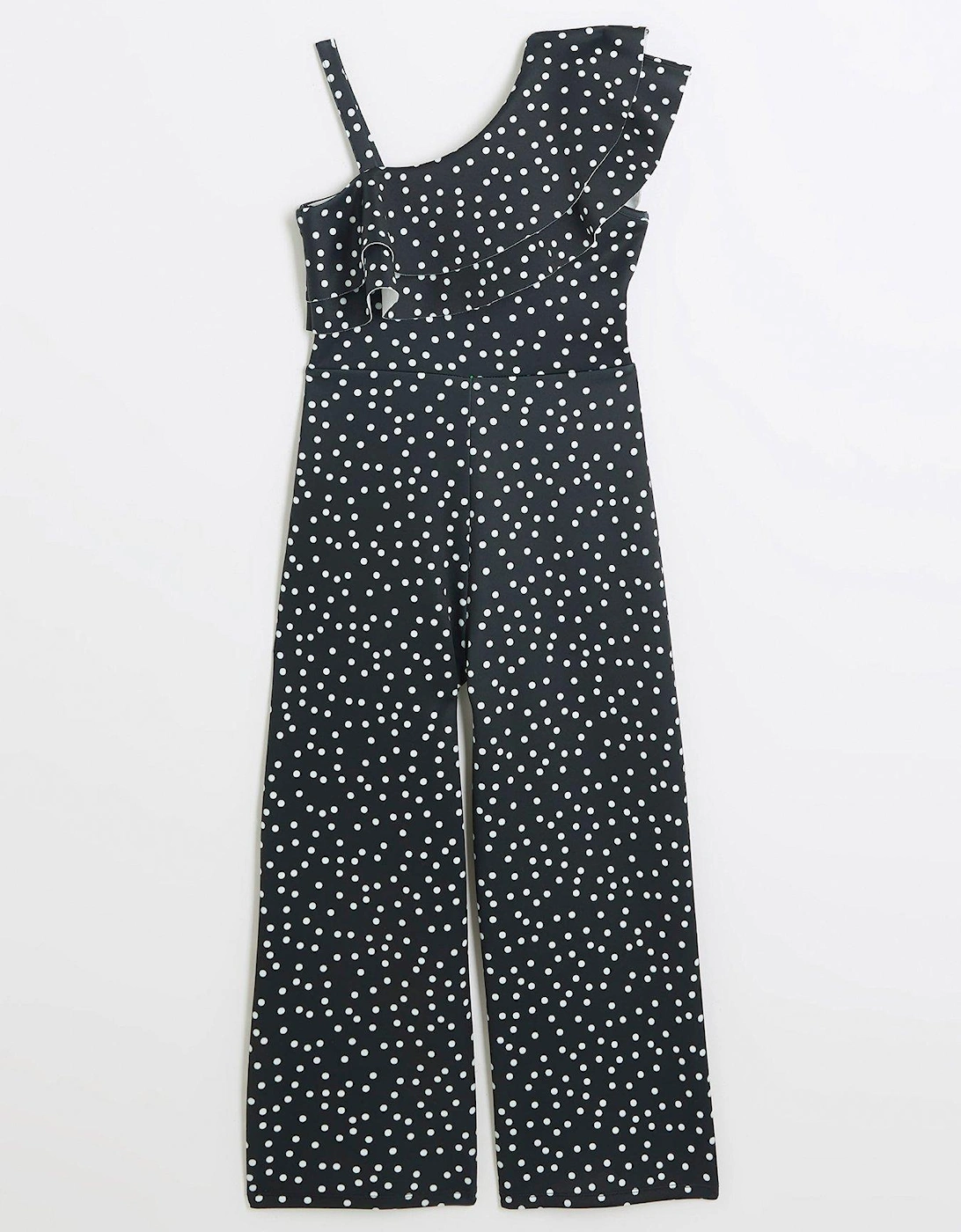 Girls Dot Frill Jumpsuit - Black, 5 of 4