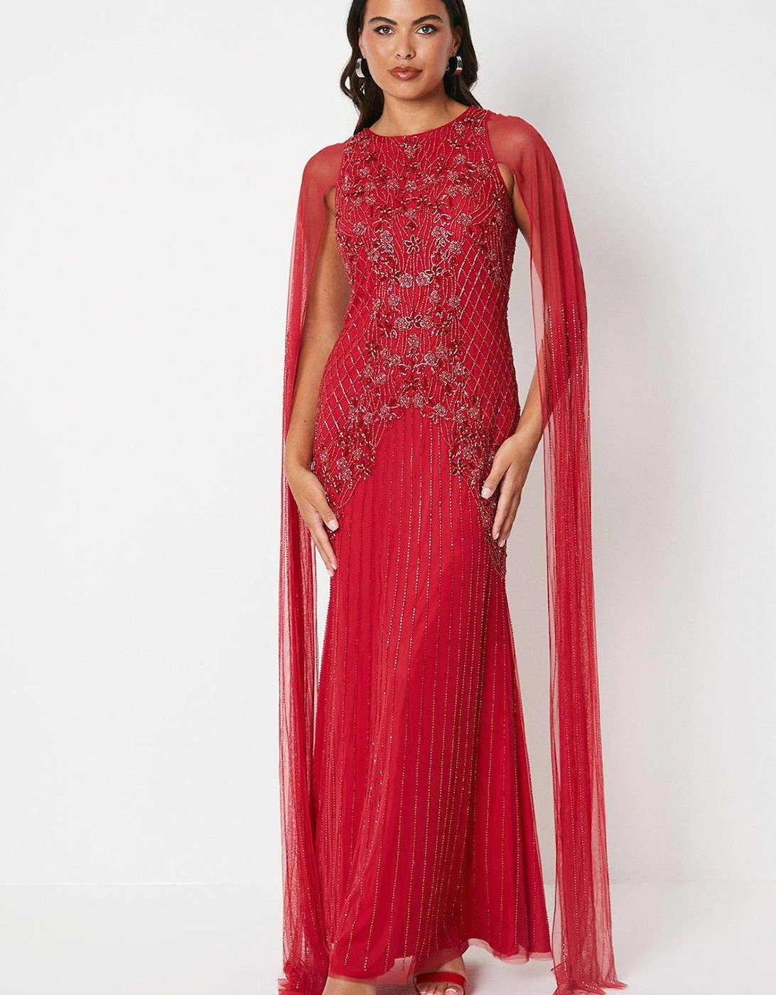 Premium Embellished Gown With Cape Sleeves, 6 of 5
