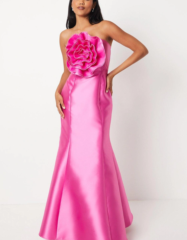 Bandeau Corsage Twill Fishtail Gown