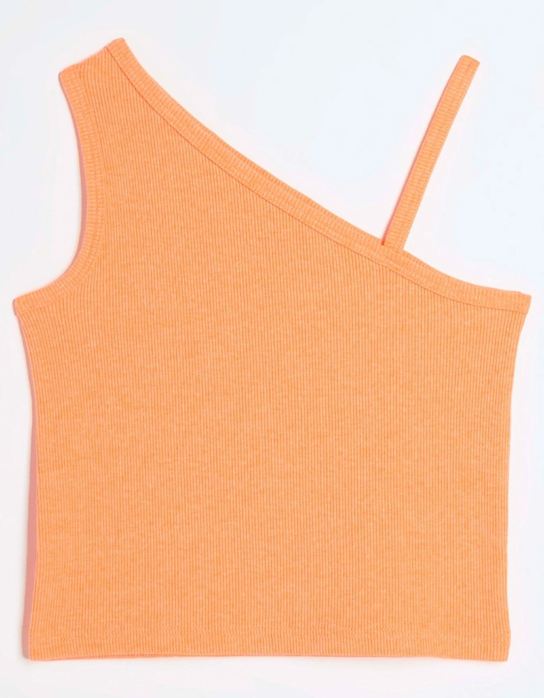Girls Rib One Shoulder Vest Top - Orange