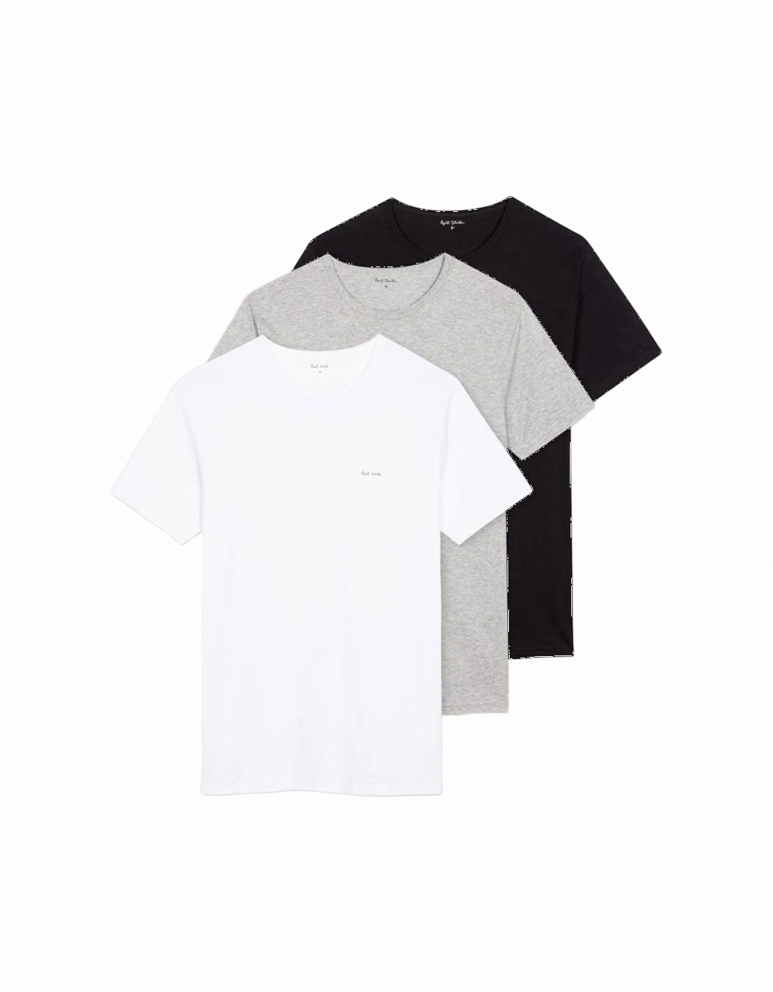 3-Pack Logo Organic Cotton T-Shirts, Black/White/Grey, 10 of 9